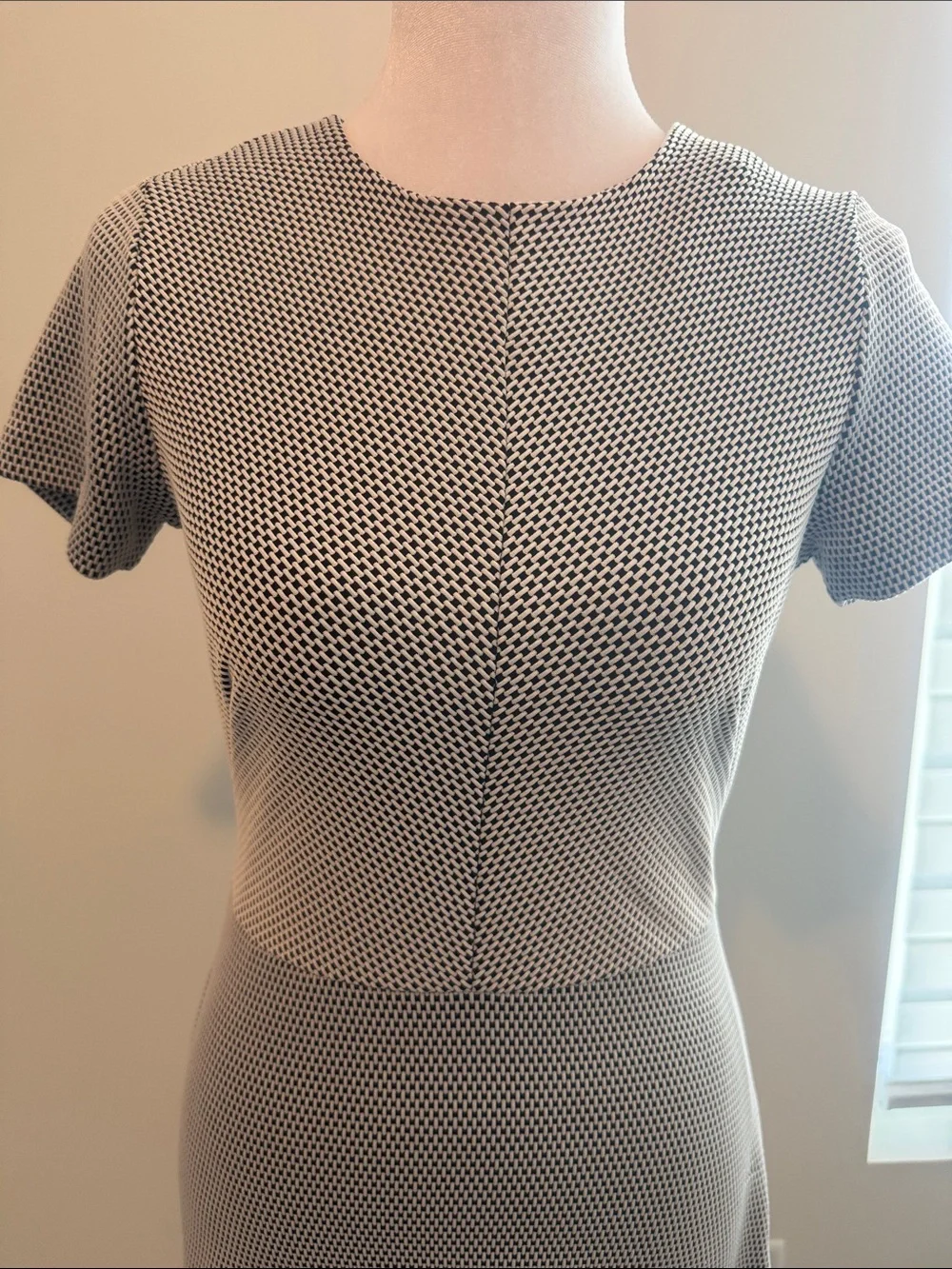 Michael Kors Black and White Knit Fit-and-Flare Dress
